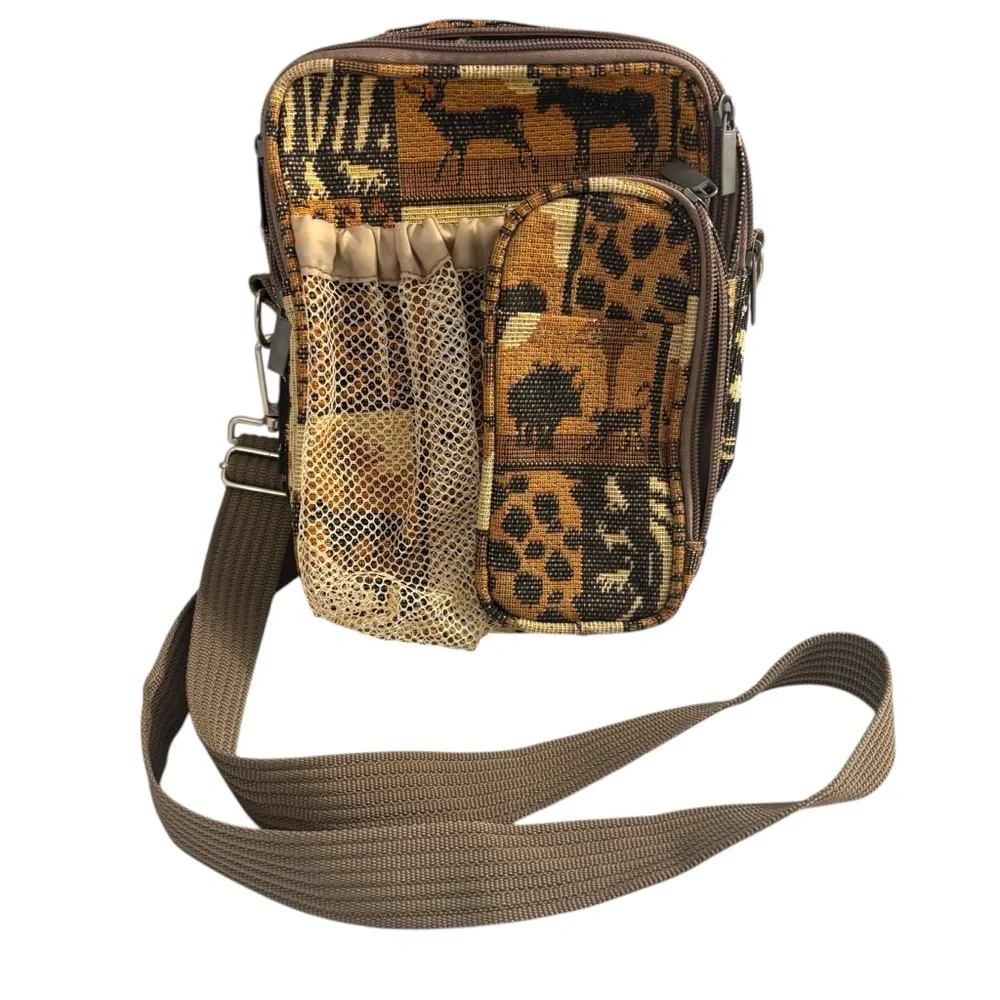Vintage Rare Safari Tapestry Crossbody Satchel Bag